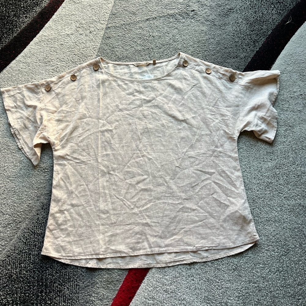 Soft Surroundings Sand Dune Linen Laggenlook Blouse